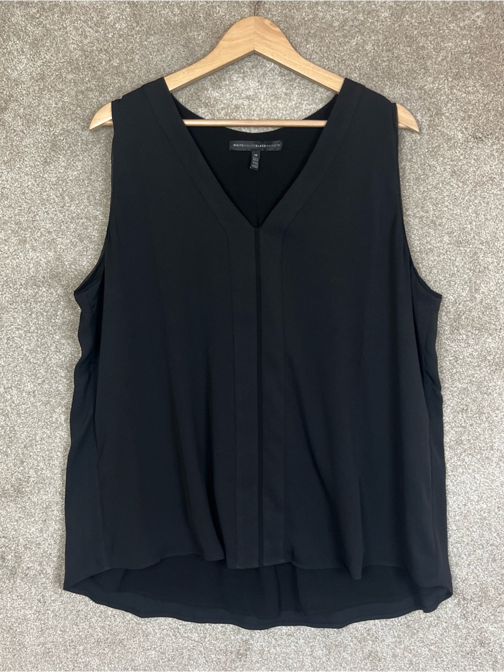 White House Black Market Tank Top Womens 18 Black V Neck Lined Pullover- 5270
